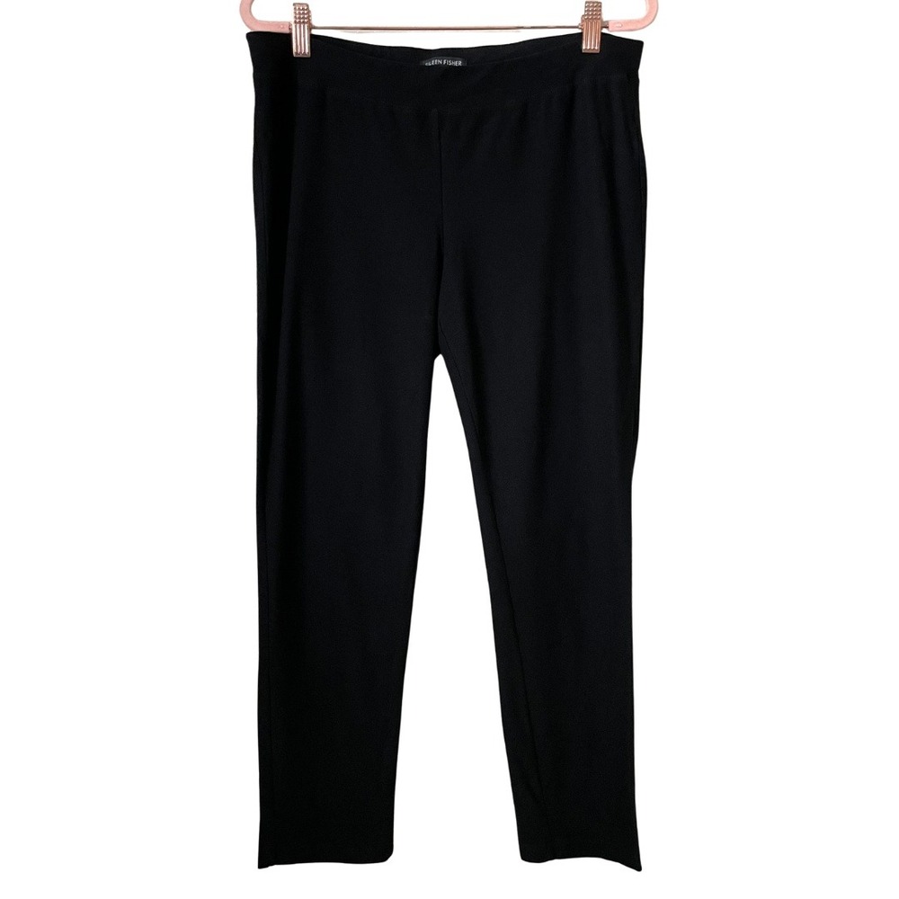 Eileen Fisher Pants Womens Medium Black Washable Crepe Straight Leg Pull On‎